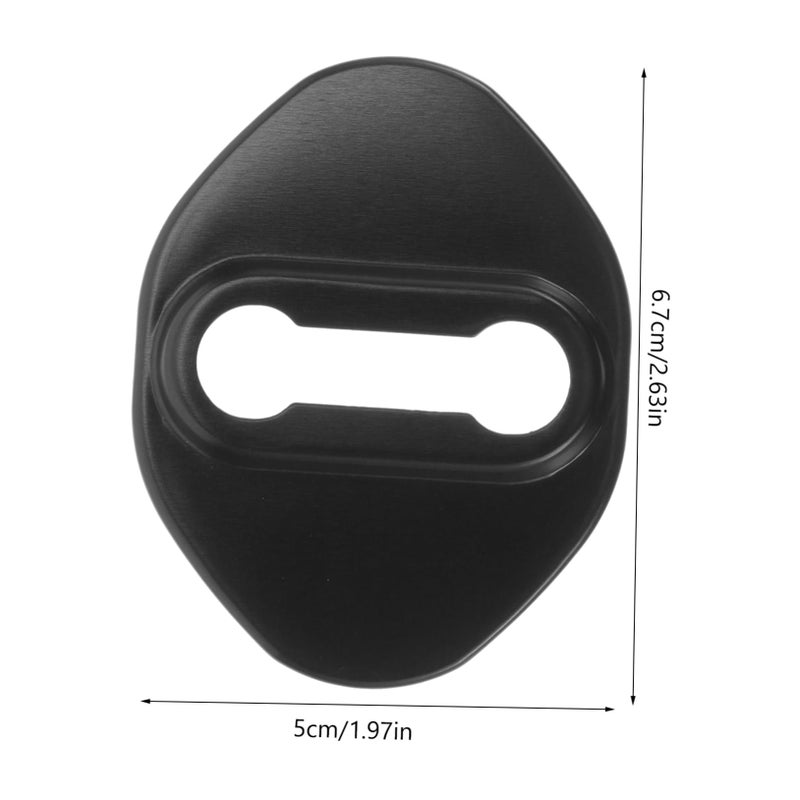 2pcs Aluminum Car Door Lock Cover Protector Anti Scratch Accessory Black - Image 3