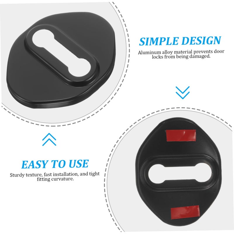 2pcs Aluminum Car Door Lock Cover Protector Anti Scratch Accessory Black - Image 4