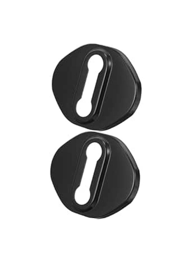 2pcs Aluminum Car Door Lock Cover Protector Anti Scratch Accessory Black - Image 1