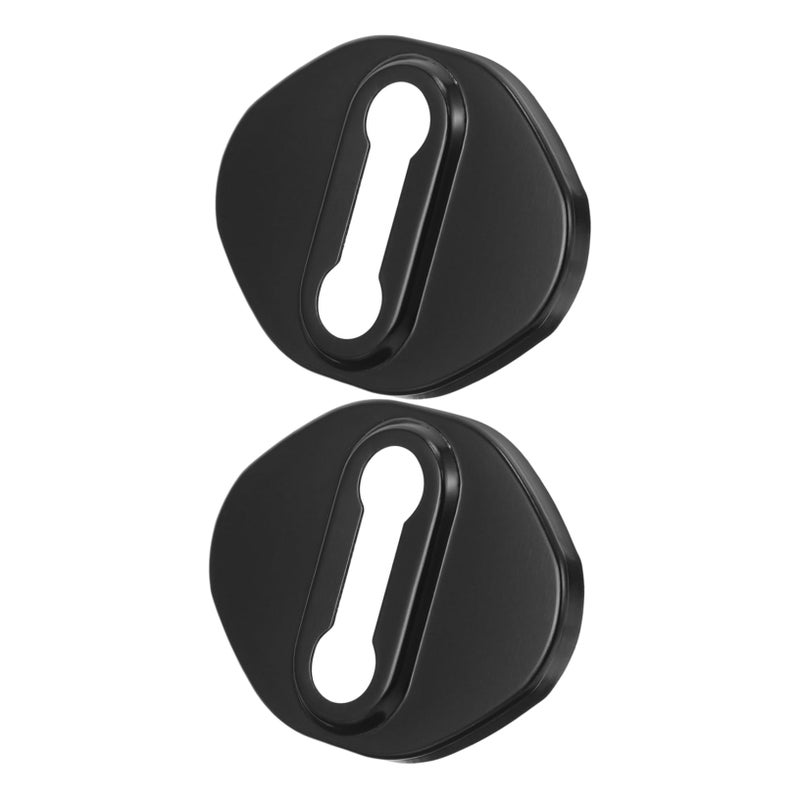 2pcs Aluminum Car Door Lock Cover Protector Anti Scratch Accessory Black - Image 2