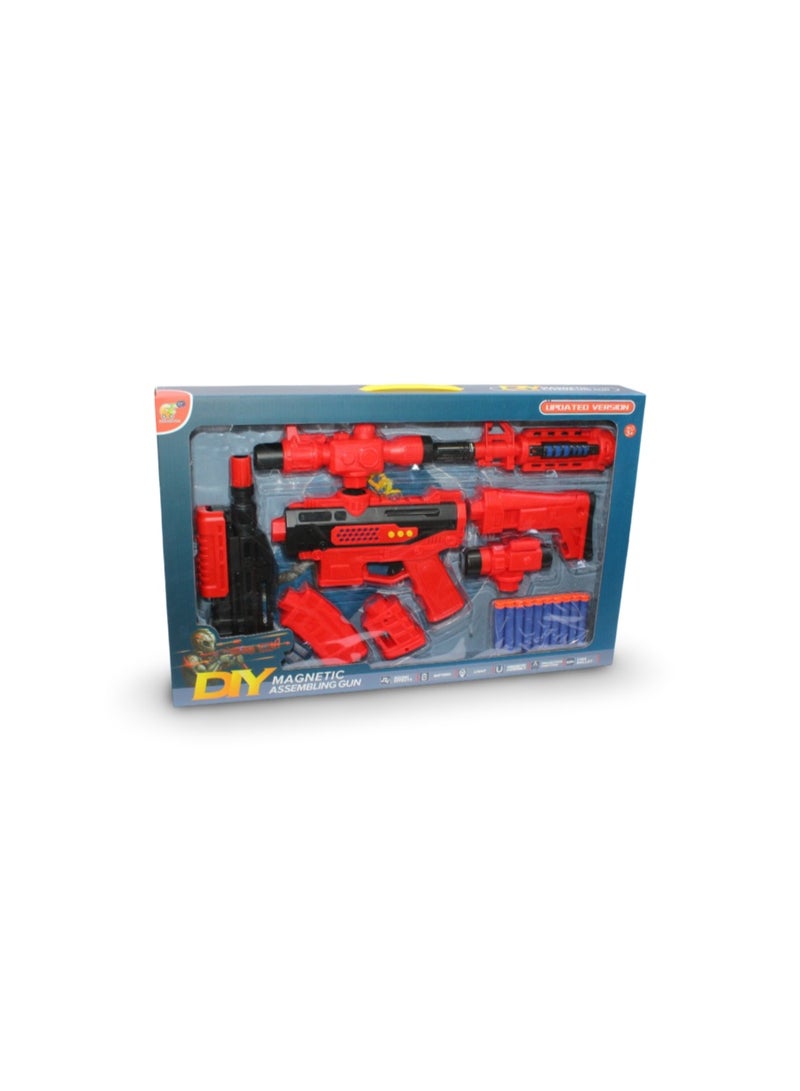 High Quality DIY Assemble Gun Toy Magnetic Gun Toy – Red - Image 1
