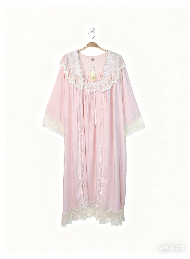Orchid 2-Piece Lace Sleepshirt-Comfortable and Soft Nightgown - Image 2