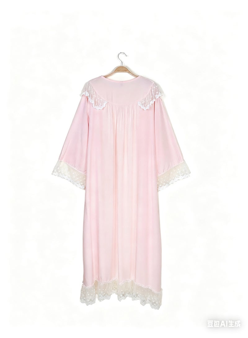 Orchid 2-Piece Lace Sleepshirt-Comfortable and Soft Nightgown - Image 5