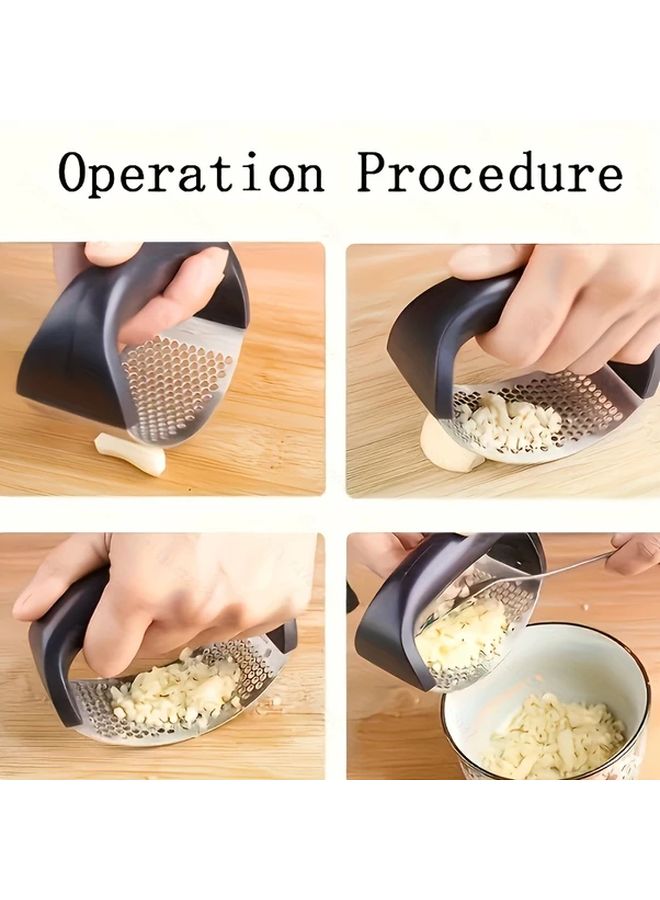 Stainless Steel Manual Garlic Press And Vegetable Chopper 1pc Easy Clean Kitchen Tool - Image 5