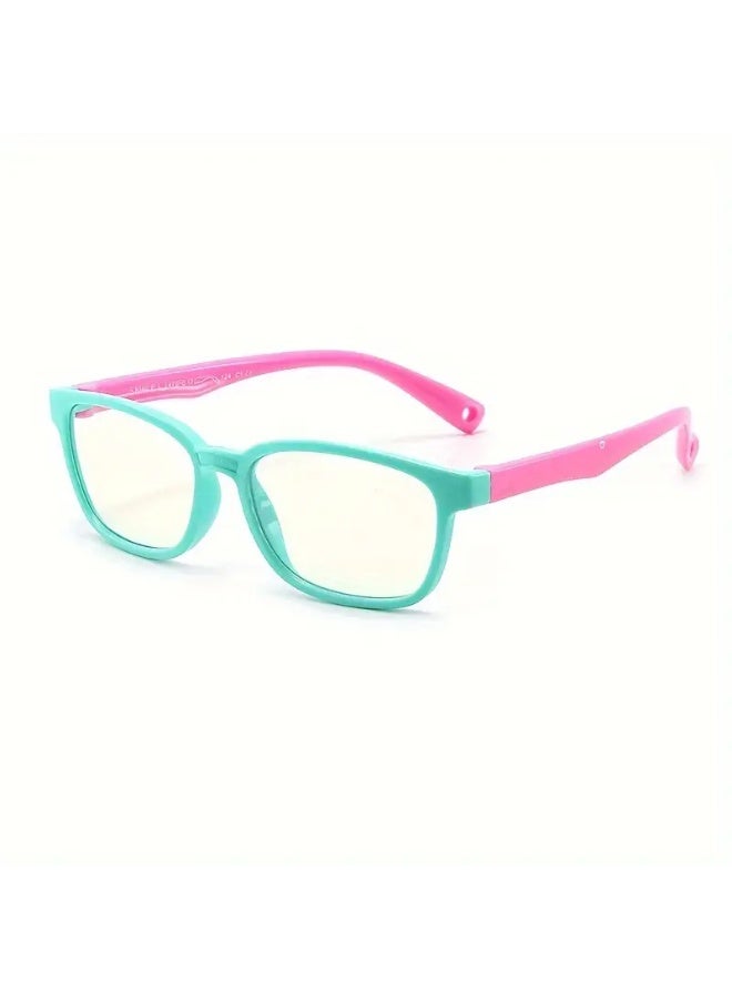 سينت هاوس زوج واحد من النظارات العصرية بإطار مربع للأولاد والبنات من عمر 3 إلى 12 عامًا (مع حافظة) - نظارات زرقاء مانعة للضوء - Image 1