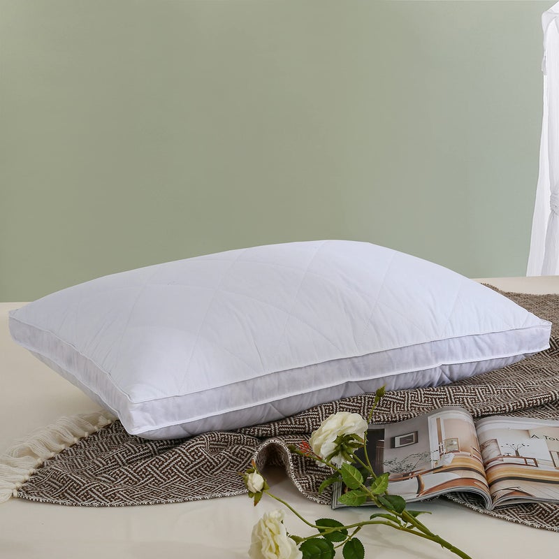 Three Geese Pack of 1 White Goose Feather Polyester Bed Pillows Queen/Standard Size- Soft 600 Thread Count 100% Cotton, Medium Firm,Soft Support Surround Fill Polyester,White Solid - Image 3