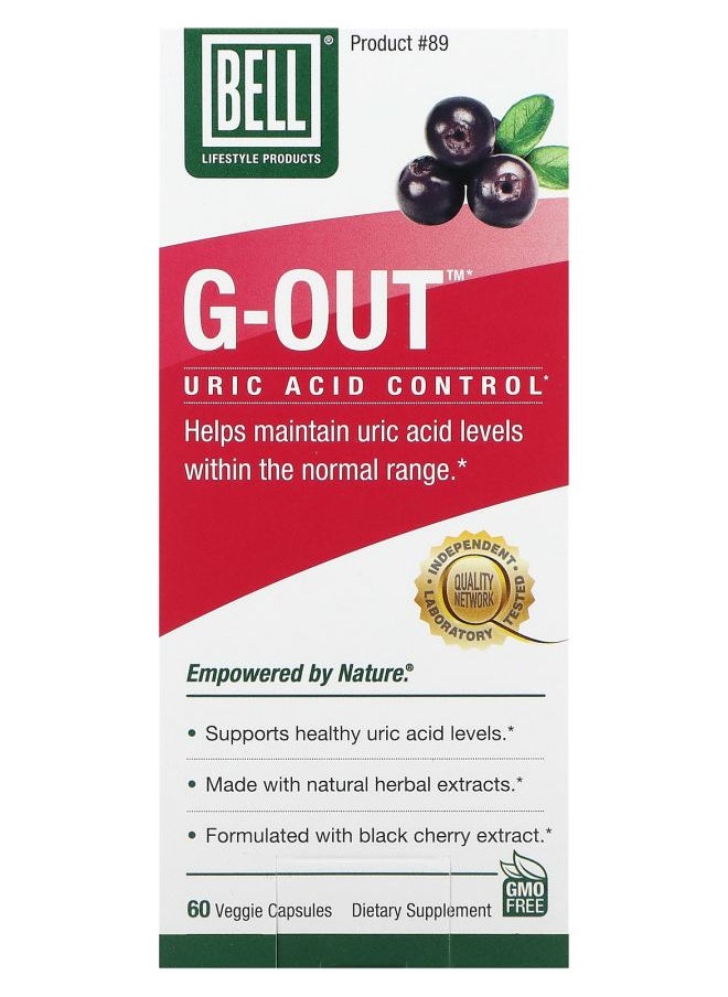 Bell Lifestyle G-Out Uric Acid Control 60 Veggie Capsules 