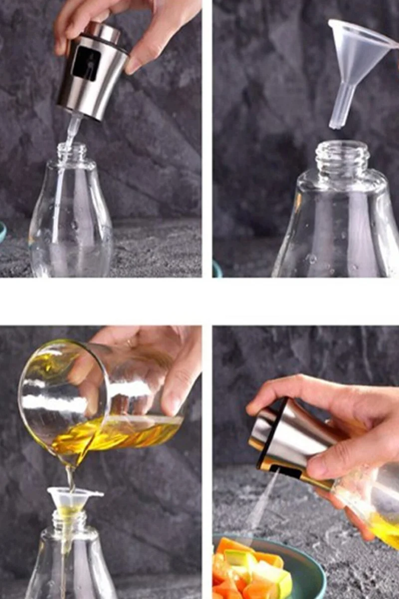 Mobee Stainless Steel Oil Bottle , Olive Oil Vinegar Spray Bottle Kitchenware 1430
