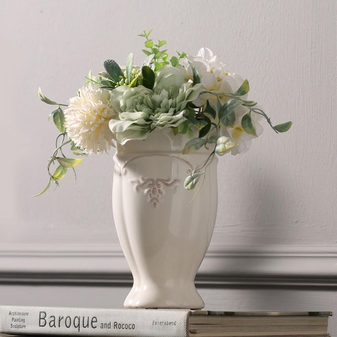 WHITE VASE FOR FLOWERS CERAMIC VASE FOR HOME DECOR FRENCH RUSTIC VASE FOR KITCHENTABLELIVING ROOMSHELFMANTELOFFICEHEIGHT68