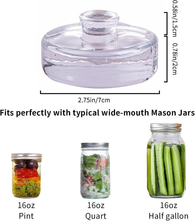 eleganttime 9 Pack Glass Fermentation Weights with Easy Grip Handle, Heavy Fermenting Lids Canning Weight Kit for Wide Mouth Pickling Mason Jars - Image 2