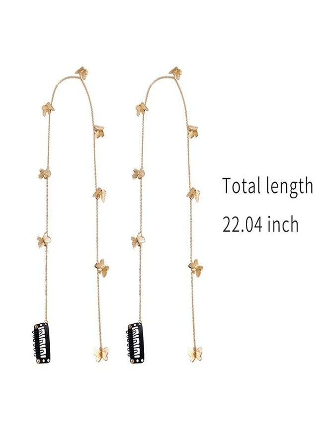 El Regalo 2 Pcs Gold Butterfly Hair Chain for Braids | Fancy Hair Jewelry for Women & Girls | Long Butterfly Hair Accessories with Invisible Clip | Boho Hair Chains for Party, Festive, Wedding - Image 5