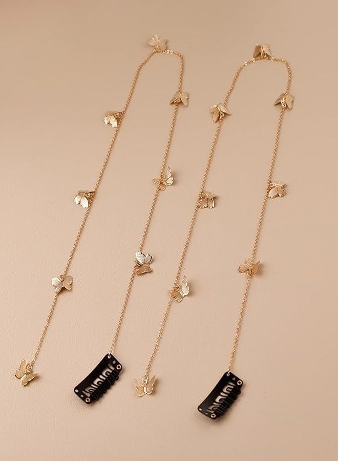 El Regalo 2 Pcs Gold Butterfly Hair Chain for Braids | Fancy Hair Jewelry for Women & Girls | Long Butterfly Hair Accessories with Invisible Clip | Boho Hair Chains for Party, Festive, Wedding - Image 3