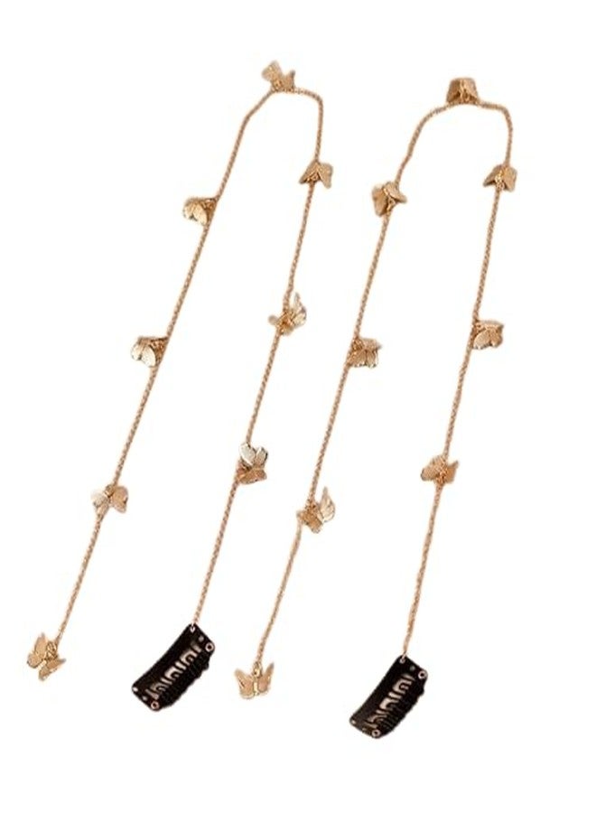 El Regalo 2 Pcs Gold Butterfly Hair Chain for Braids | Fancy Hair Jewelry for Women & Girls | Long Butterfly Hair Accessories with Invisible Clip | Boho Hair Chains for Party, Festive, Wedding - Image 1