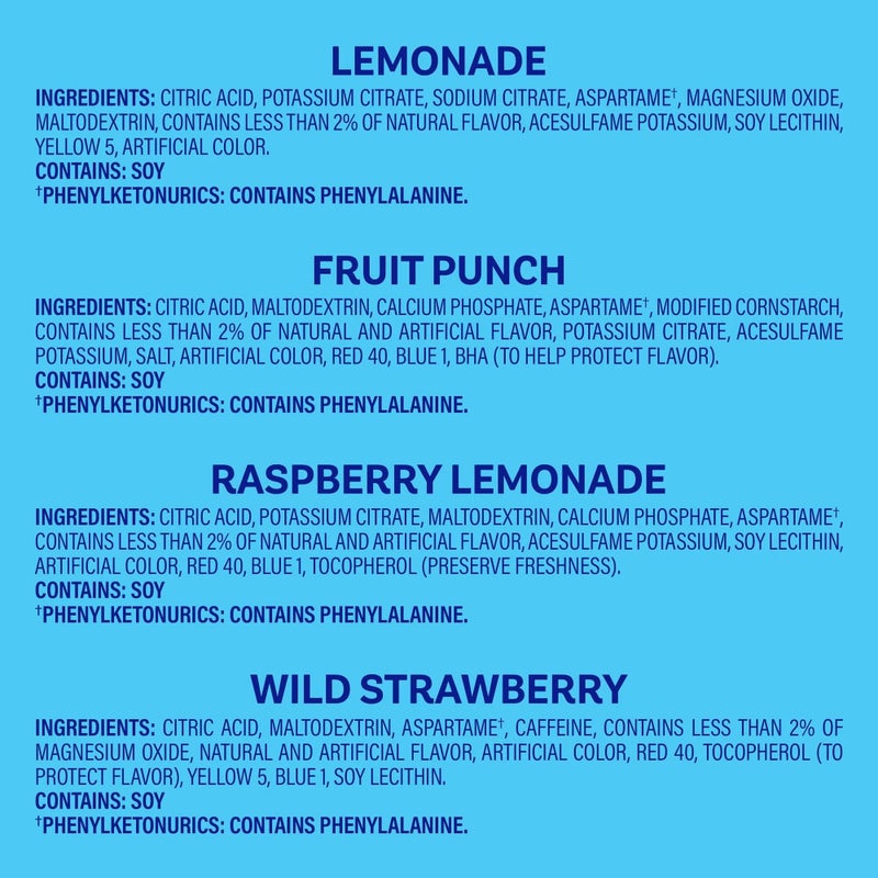 Crystal-Light Variety Pack - 70 Flavored Drink Mix Packets in Lemonade, Fruit Punch, Raspberry, Wild Strawberry, and Grape. Enjoy bold, bursting grape flavor alongside other refreshing, sugar-free options. Perfect for hydration anytime, anywhere. - Image 3