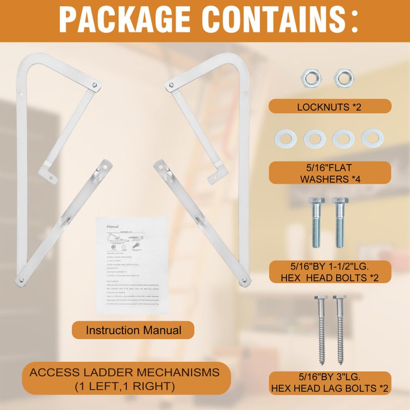 Vanesa 55-1 Attic Ladder Spreader Hinge Arms Compatible with Werner Models Mk 1 Thru Mk 3, A2208 A2210 A2508 A2510 W2208 W2210 W2508 W2510 WH2208 WH2210 WH2508 WH2510 WH3008 WH3010, MFG 2006 and Older - Image 5