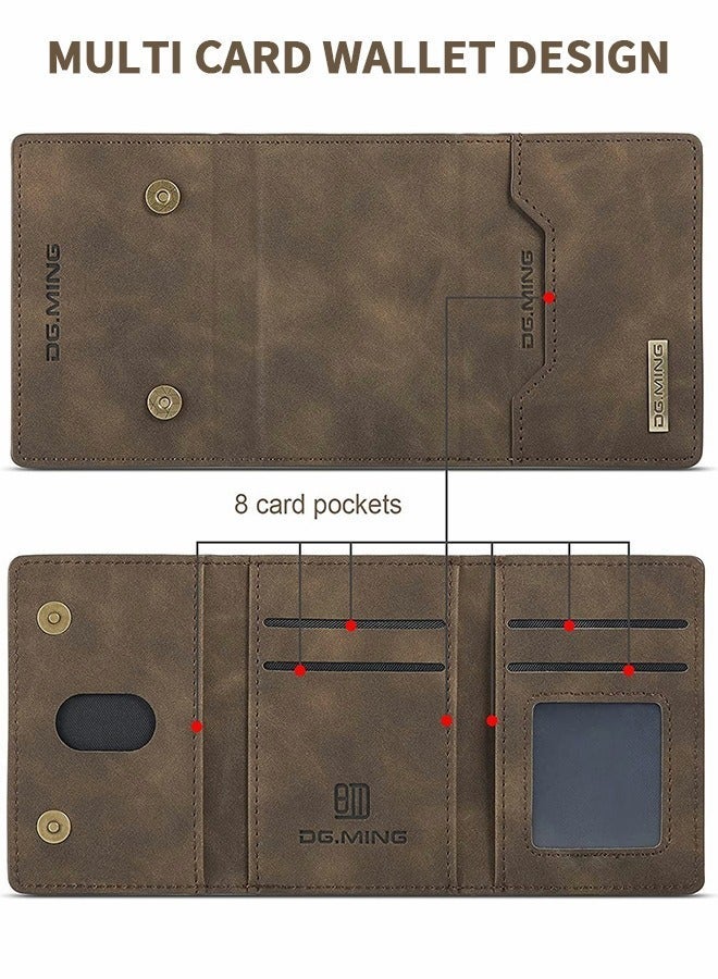 GROIC Samsung Galaxy S22 Ultra 2 in 1 Clutch Wallet, Vintage Slim Leather Case Magnetic Detachable Tri-Fold 6.8" with Card Holder Pocket - Image 4