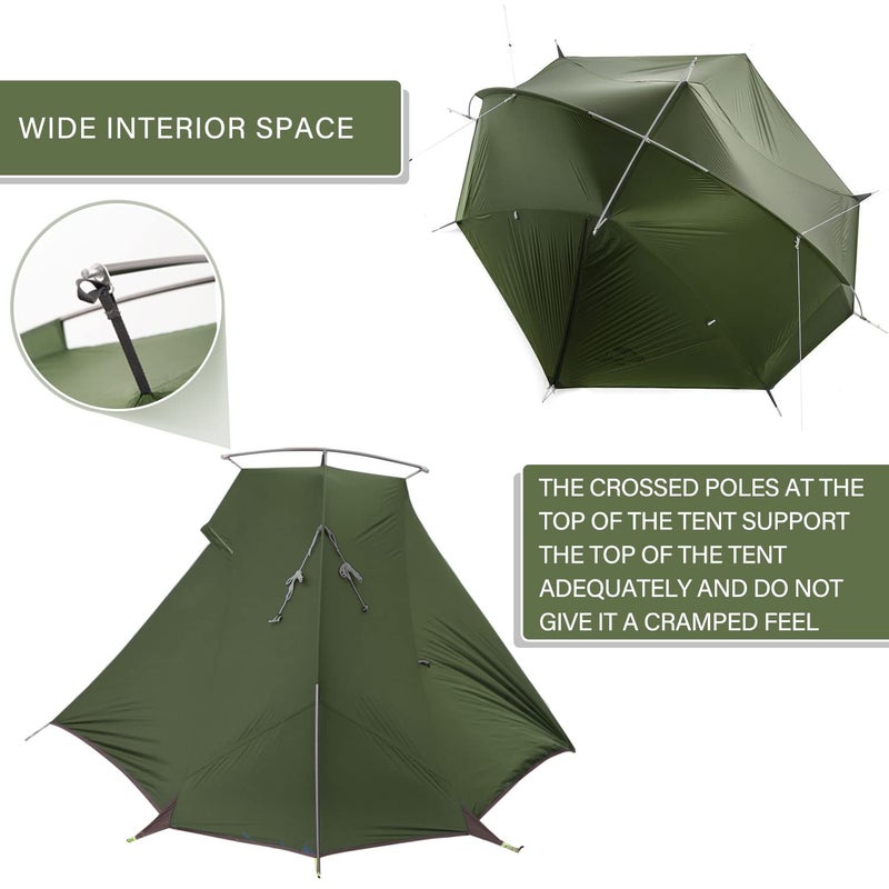 Naturehike Taga Ultralight Backpack Tent Single Level Bicycle Tent for 1/2 Person (Green forest 2 persons) - Image 2