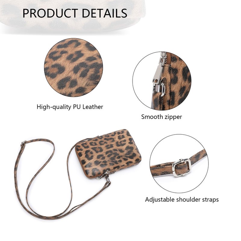 YONBEN PU Leather Small Crossbody Purse Zipper Cell Phone Bag Mini Shoulder Purse Wallet Smart Phone (Sandy/Pu) (PU/Amber) - Image 5