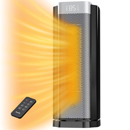 AEOCKY 3rd-Gen Space Heater with AI Thermostat, 1500W PTC Electric Heaters for Indoor Use With Remote, 70° Oscillation, Utmost Silence, Safe Portable for Office, Bedroom, Room, Home - Image 1