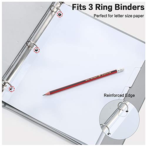 HERKKA 5-Tab Binder Dividers, HERKKA 3 Ring Binder Dividers with Reinforced Edge, 3 Hole Punch Section Index Dividers for Binders, 1/5-Cut Tabs, Letter Size, White, 120 Dividers - Image 5
