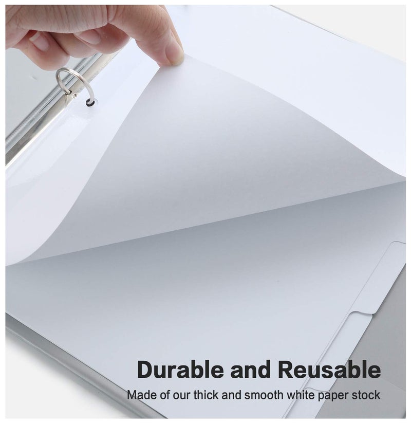 HERKKA 5-Tab Binder Dividers, HERKKA 3 Ring Binder Dividers with Reinforced Edge, 3 Hole Punch Section Index Dividers for Binders, 1/5-Cut Tabs, Letter Size, White, 120 Dividers - Image 3