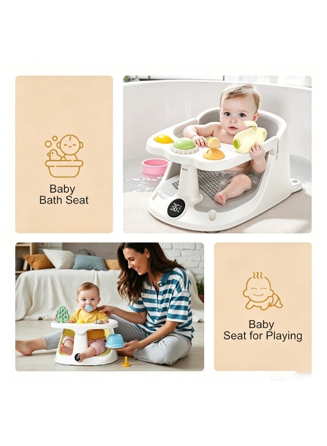 Baby Bath Seat for Babies 6 Months & Up, Infant Bath Chair with Temperature Display, Non-Slip Safety Support Seat, Adjustable Shower Bath Seat with Bath Toys, Baby Bathing Essentials - Image 5