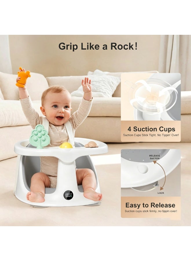 Baby Bath Seat for Babies 6 Months & Up, Infant Bath Chair with Temperature Display, Non-Slip Safety Support Seat, Adjustable Shower Bath Seat with Bath Toys, Baby Bathing Essentials - Image 4