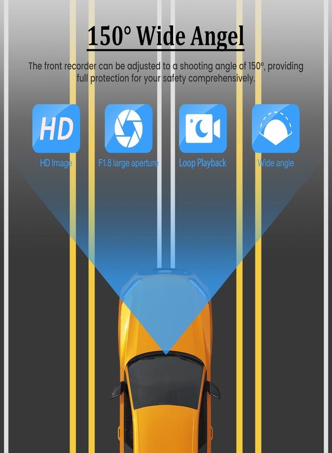 NHOPEEW Dual Dash Camera for Car - 3 Inch 1080P IPS Touchscreen Car Camera - G-Sensor/Loop Recording / 24H Parking Monitor / 150° Wide Angle/Night Vision/Exposure Compensation/Support TF Card - Image 3