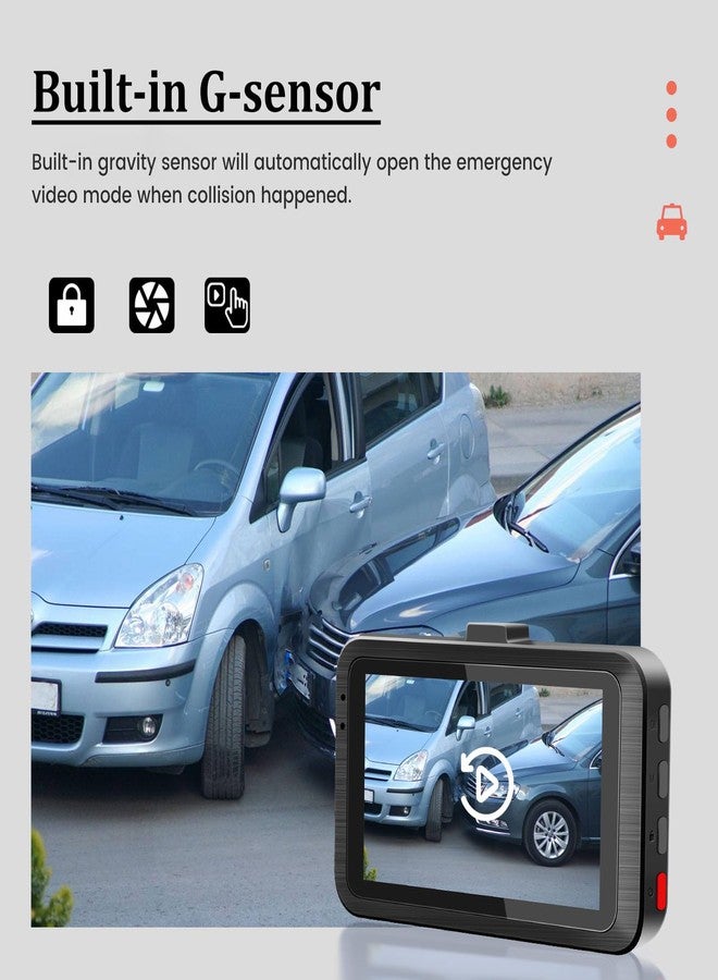 NHOPEEW Dual Dash Camera for Car - 3 Inch 1080P IPS Touchscreen Car Camera - G-Sensor/Loop Recording / 24H Parking Monitor / 150° Wide Angle/Night Vision/Exposure Compensation/Support TF Card - Image 5