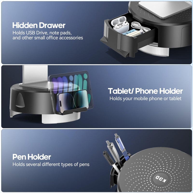 KDD Monitor Stand Riser with Drawer - Computer Monitor Stand for Desk with Storage /Phone Holder/Pen Tray - Desk TV Shelf, Laptop Printer, Organizer Stand for Home & Office - Image 3