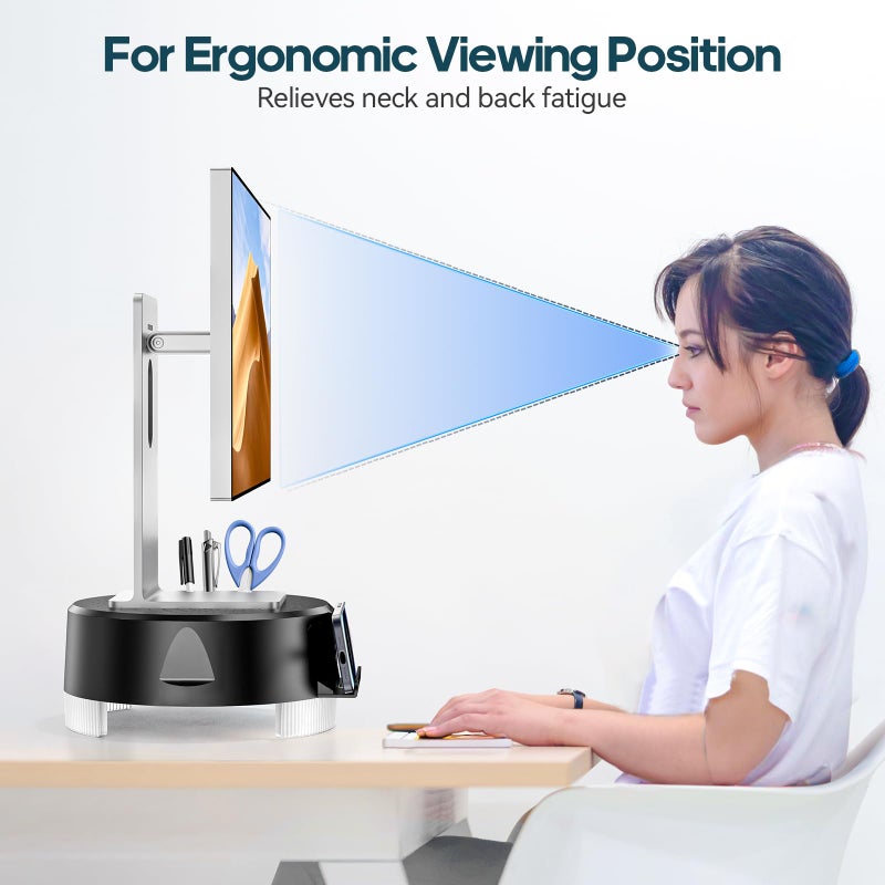 KDD Monitor Stand Riser with Drawer - Computer Monitor Stand for Desk with Storage /Phone Holder/Pen Tray - Desk TV Shelf, Laptop Printer, Organizer Stand for Home & Office - Image 2