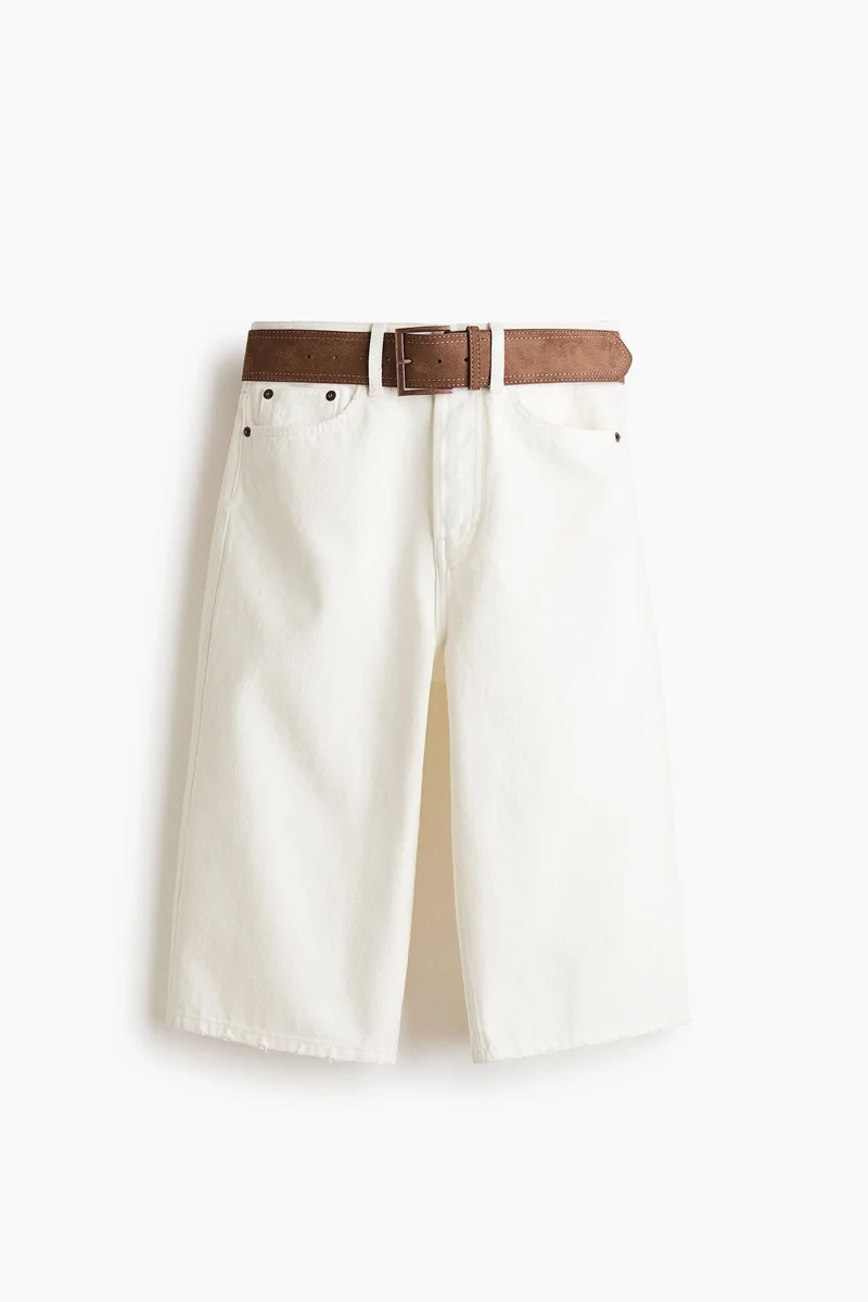 H&M Belted denim Bermuda shorts