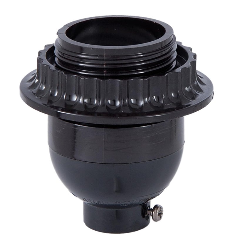 BP Lamp Short Keyless Phenolic Socket Med Base has Threaded Shell with Ring