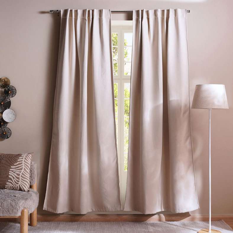 Pan Home Armada Chennile 2 Piece Blackout Curtain Set 130x240cm - Ivory