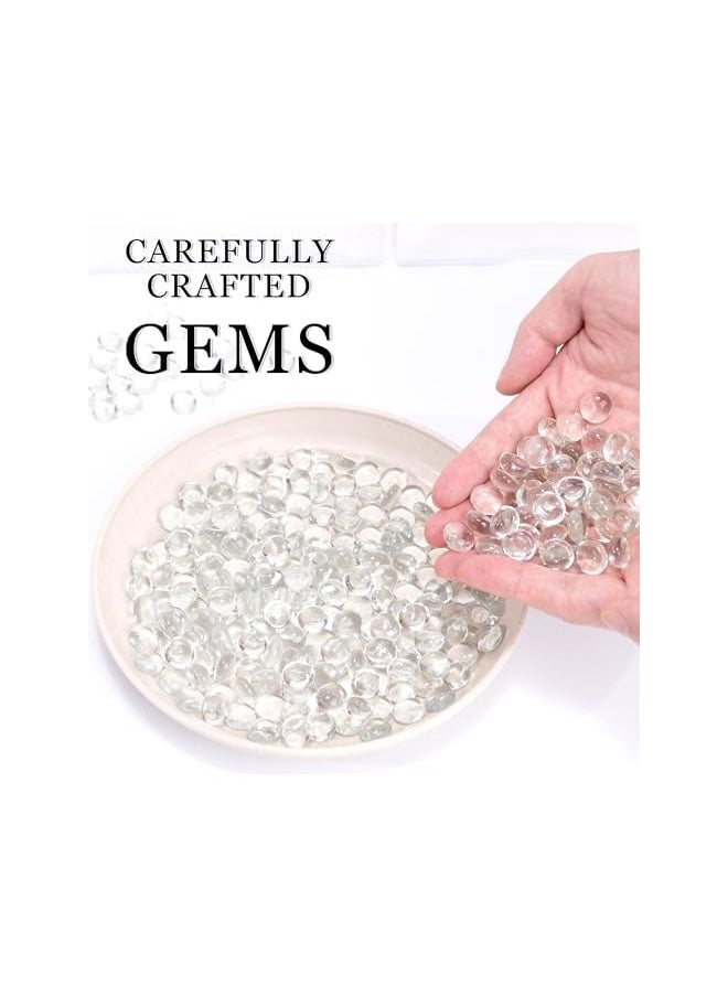 The Bros 50PCS Mini Glass Gems,Clear Mancala Stones Flat Bottom Marble Beads for Home Decorative Art Craft Vase Filler(0.5"~0.7")  - Image 2