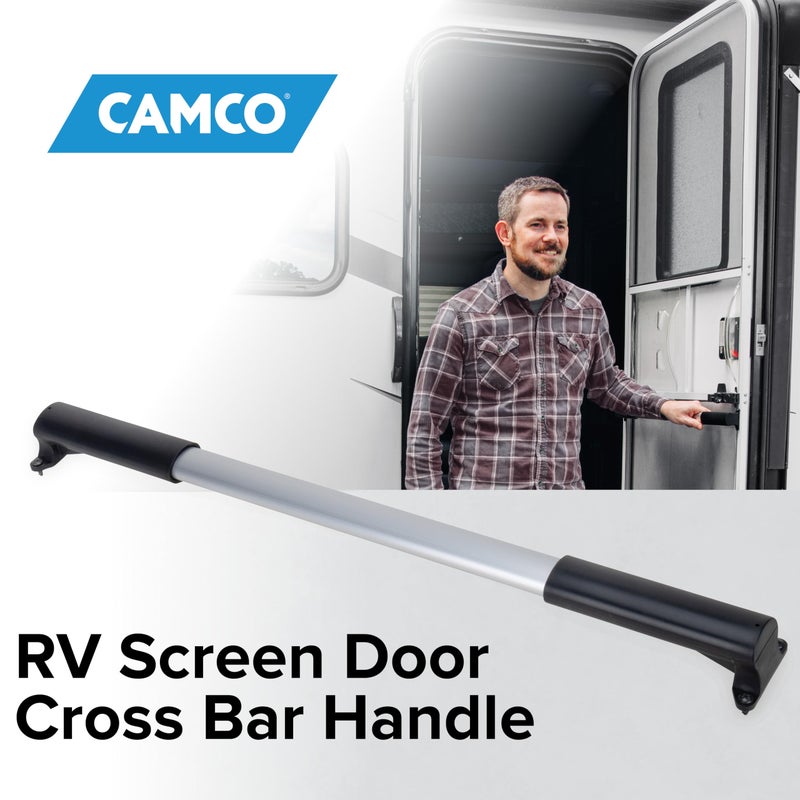 Camco Camper/RV Screen Door Cross Bar - Protects The Screen Door & Allows for Easier Exit from Travel Trailer - Adjusts from 21-5/8-Inches to 28-5/8-Inches (42183) - Image 2
