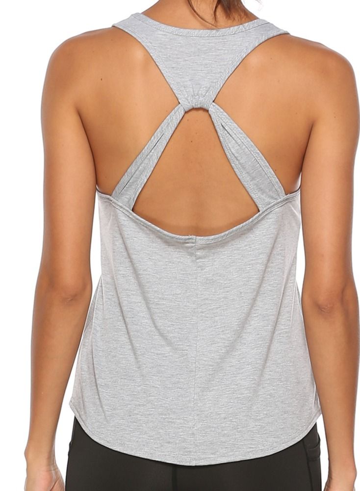 Loquat Women's Loose Hollow Sports Vest Grey - Image 3