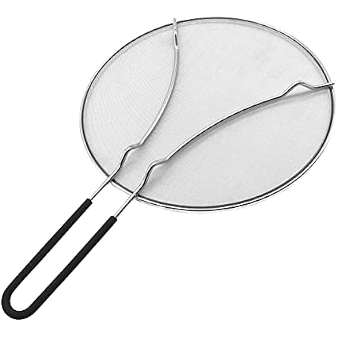 MAKREL Premium Stainless Steel Splatter Screen Guard Extra Fine Mesh Frying Pan Cover Protect From Hot Oil  Grease Splash When Cooking And Frying Black 29Cm - Image 5
