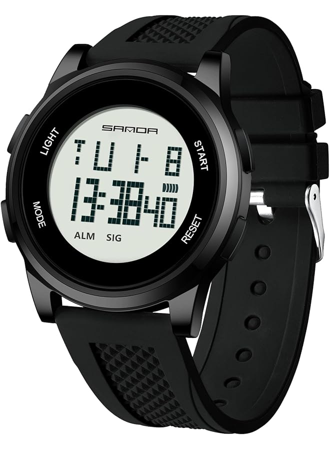 Excefore Ultra Thin Minimalist Sports Digital Watch For Men And Women Unisex Alloy Waterproof Watch With Wide Angle Display Rubber Strap Alarm Light Stopwatch Multi Functional Wristwatch - Image 1