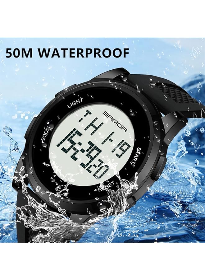 Excefore Ultra Thin Minimalist Sports Digital Watch For Men And Women Unisex Alloy Waterproof Watch With Wide Angle Display Rubber Strap Alarm Light Stopwatch Multi Functional Wristwatch - Image 4