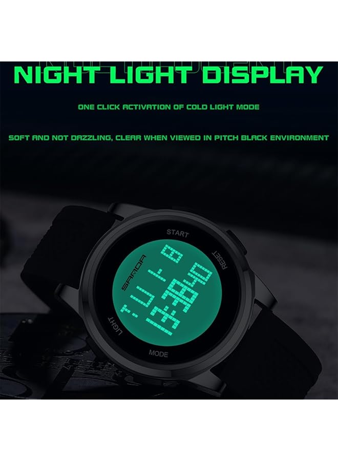 Excefore Ultra Thin Minimalist Sports Digital Watch For Men And Women Unisex Alloy Waterproof Watch With Wide Angle Display Rubber Strap Alarm Light Stopwatch Multi Functional Wristwatch - Image 3