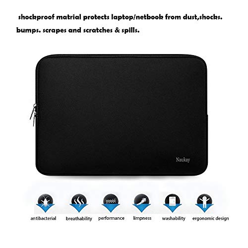 Naukay Laptop Sleeve Case, 15.6 Inch,Resistant Neoprene Notebook Computer Pocket Case/Tablet Briefcase Carrying Bag Compatible Asus/Dell/Fujitsu/HP/Sony/Toshiba/Acer- (Black) - Image 5