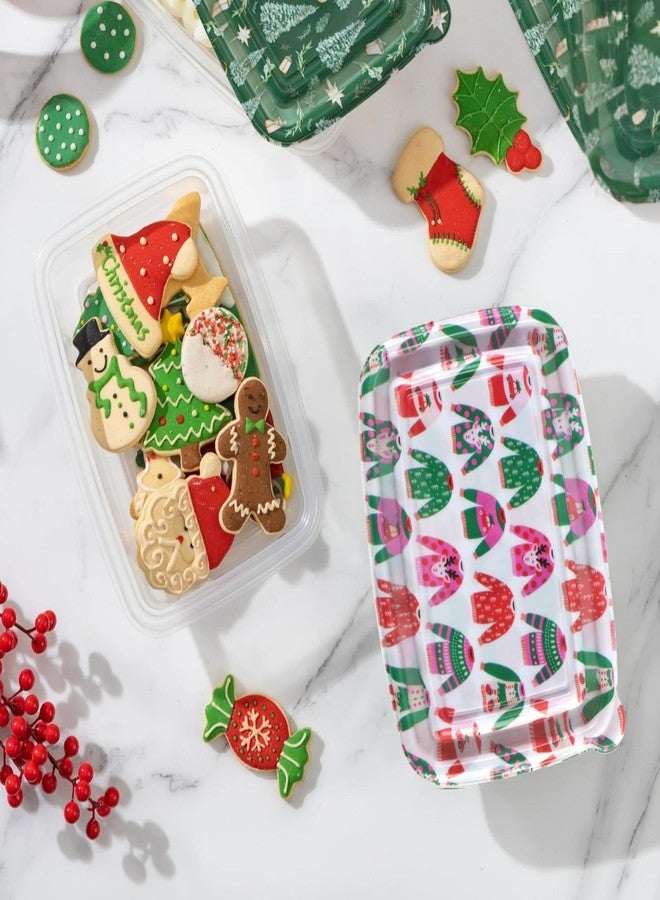 كوك ويذ كولرز مجموعة علب تخزين الطعام الخاصة بالعطلات من COOK WITH COLOR، 24 قطعة، بتصميم خاص بالعطلات، مصنوعة من البلاستيك الشفاف مع أغطية مزخرفة (كنزة قبيحة وأشجار). - Image 3