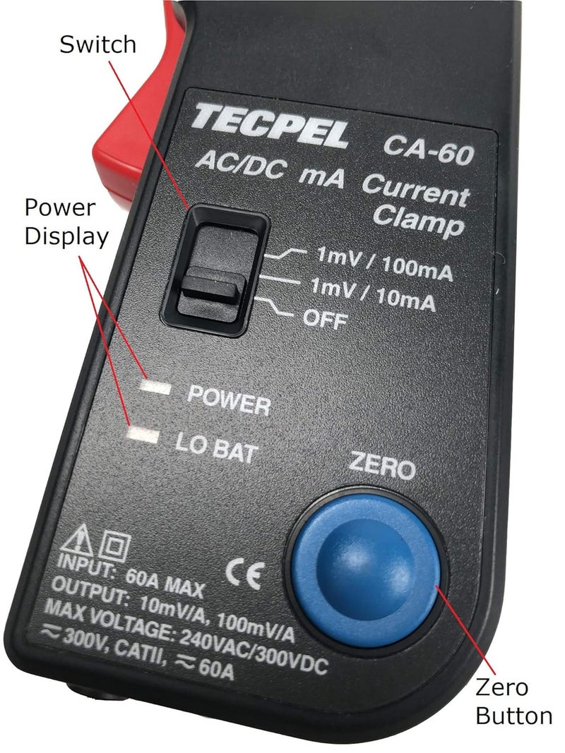 Tecpel CA-60 AC/DC Current clamp Transmitter Probe 60A CA-60 - Image 3