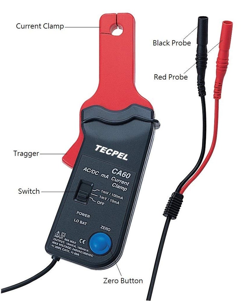 Tecpel CA-60 AC/DC Current clamp Transmitter Probe 60A CA-60 - Image 2