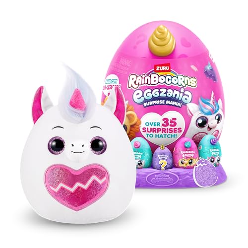 Rainbocorns Eggzania Surprise Mania Series 1 (Unicorn) by ZURU, Collectible Plush Stuffed Animal, Surprise Eggs, 5 Mini Eggs, Stickers, DIY Jewelry, Slime, Ages 3+ for Girls, Children - Image 3