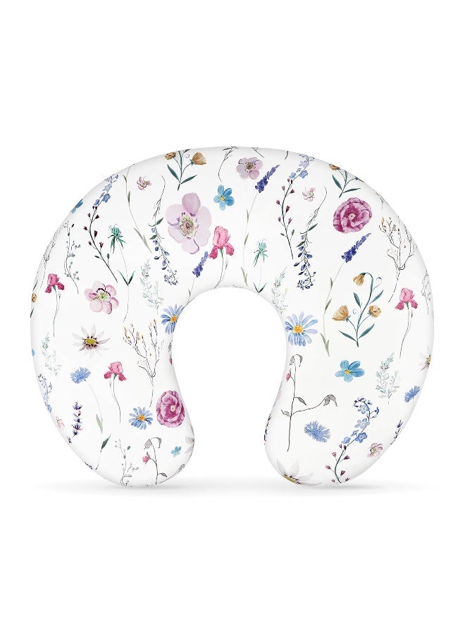 Pea Pod Nursing Pillow Cover Breastfeeding Pillow Slipcover for Moms Soft Breathable Organic Knit Fabric Newborn Infant Feeding Pillow Covers for Baby Girl Boy, Stylish Floral - Image 1