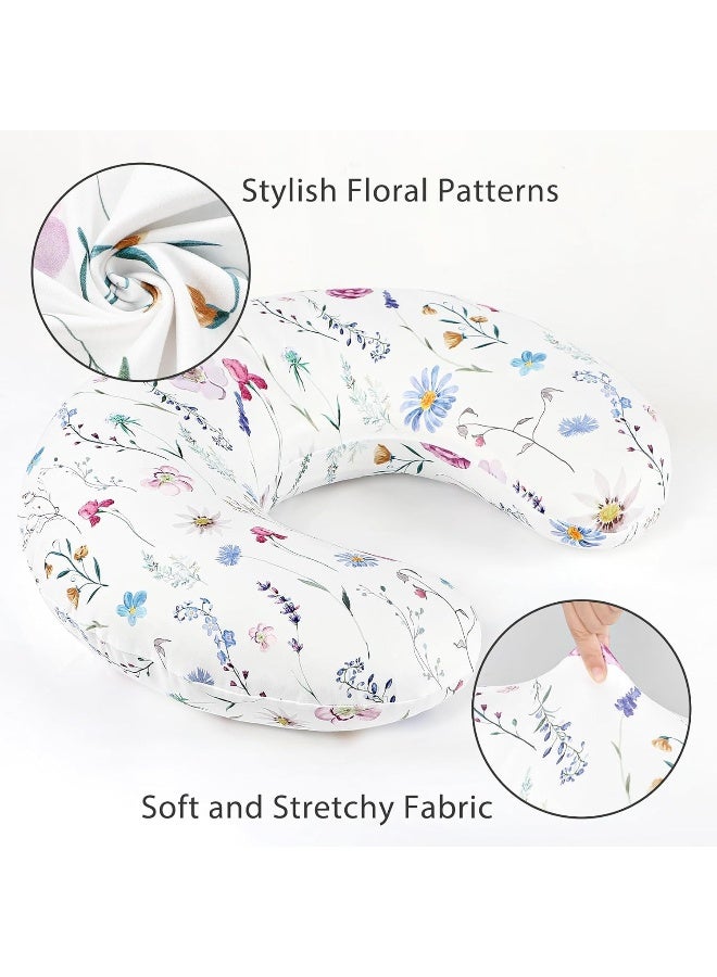 Pea Pod Nursing Pillow Cover Breastfeeding Pillow Slipcover for Moms Soft Breathable Organic Knit Fabric Newborn Infant Feeding Pillow Covers for Baby Girl Boy, Stylish Floral - Image 2