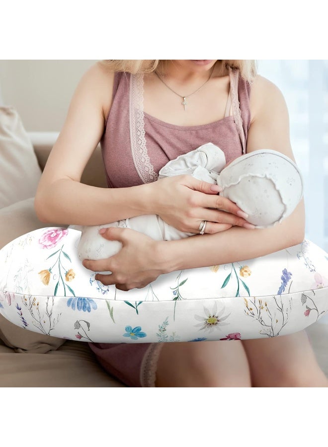 Pea Pod Nursing Pillow Cover Breastfeeding Pillow Slipcover for Moms Soft Breathable Organic Knit Fabric Newborn Infant Feeding Pillow Covers for Baby Girl Boy, Stylish Floral - Image 5