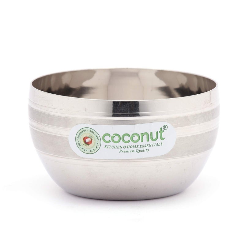 coconut Stainless Steel Apple Ringer Bowls for Home Use | Vati/Katori | 200ml Each | 9.5 cm | Ideal for Serving Dal, Sabzi, Sweets - Set of 6 | Bowls for Dinner - Image 3